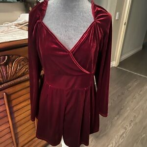 Elegant Burgundy Velvet Dress